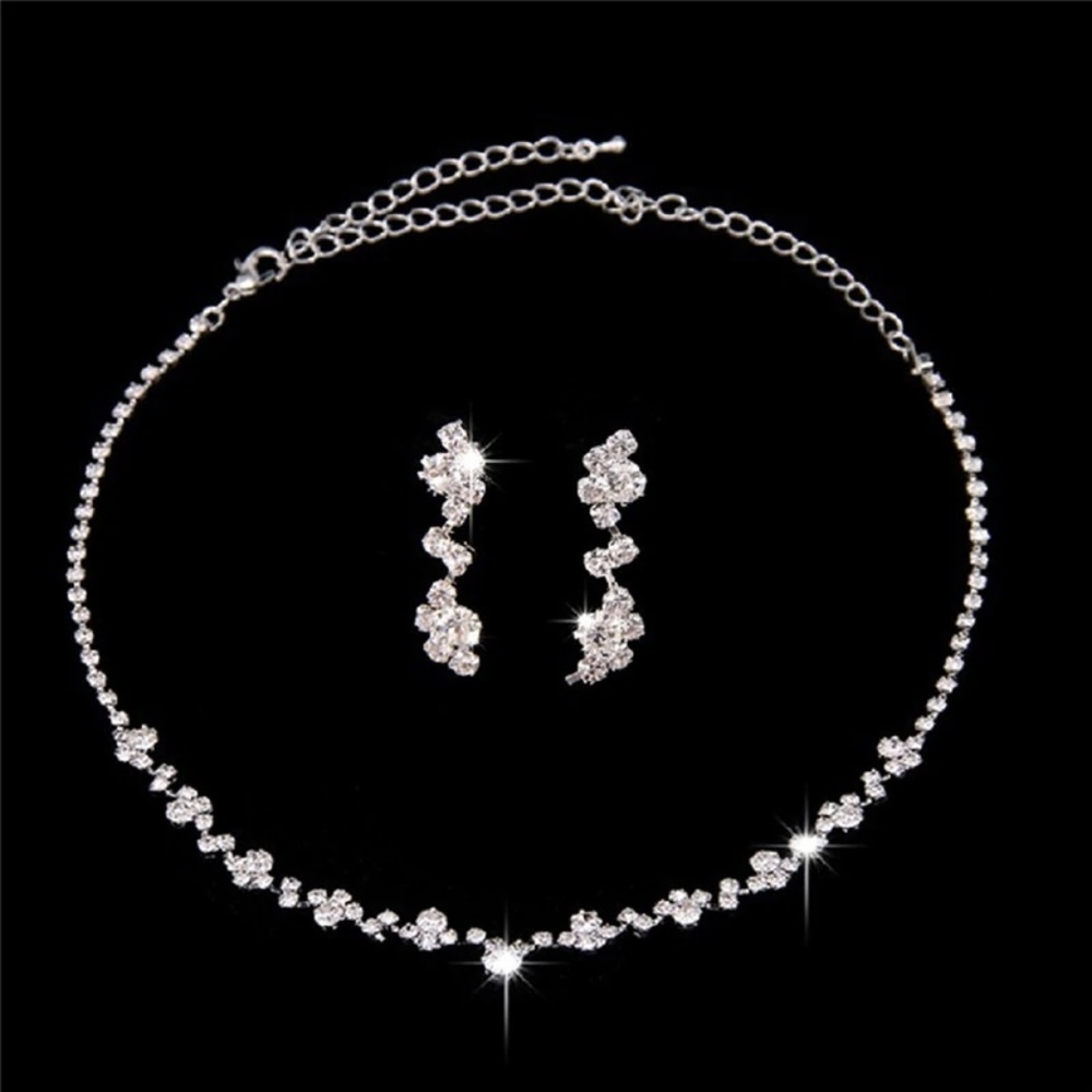 Crystal Teardrop Necklace and Earrings
